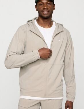 Fabletics The One Jacket Men’s Large Beige Brutalist Khaki Windbreaker Running